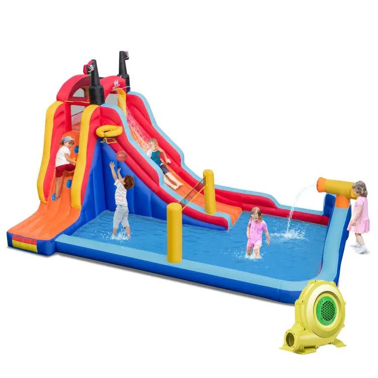 5-in-1 Inflatable Bounce House with 2 Water Slides and Large Splash Pool With 950W Blower by DirectDeals