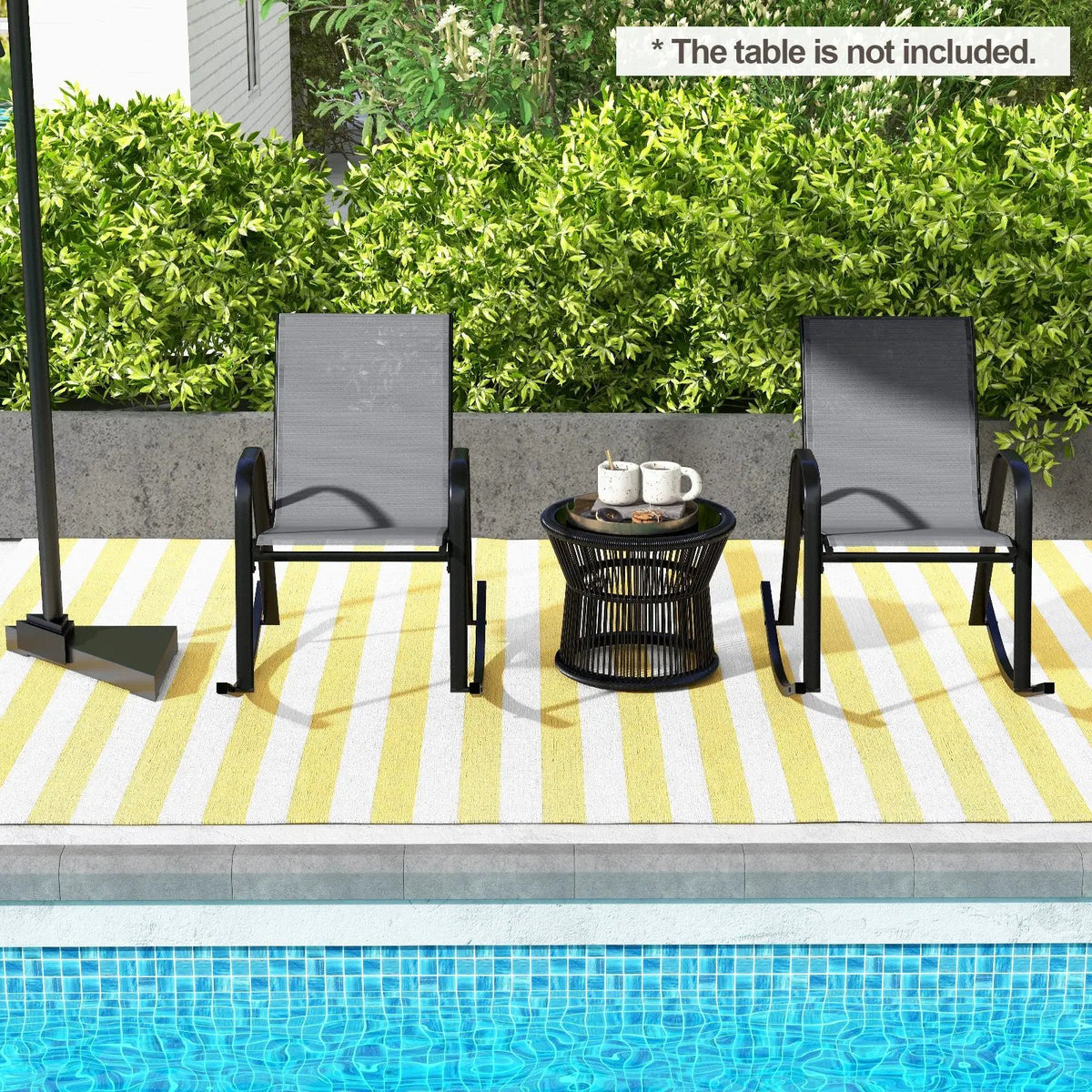 Set of 2 Metal Patio Rocking Chair with Breathable Seat Fabric, photo 6 of 32