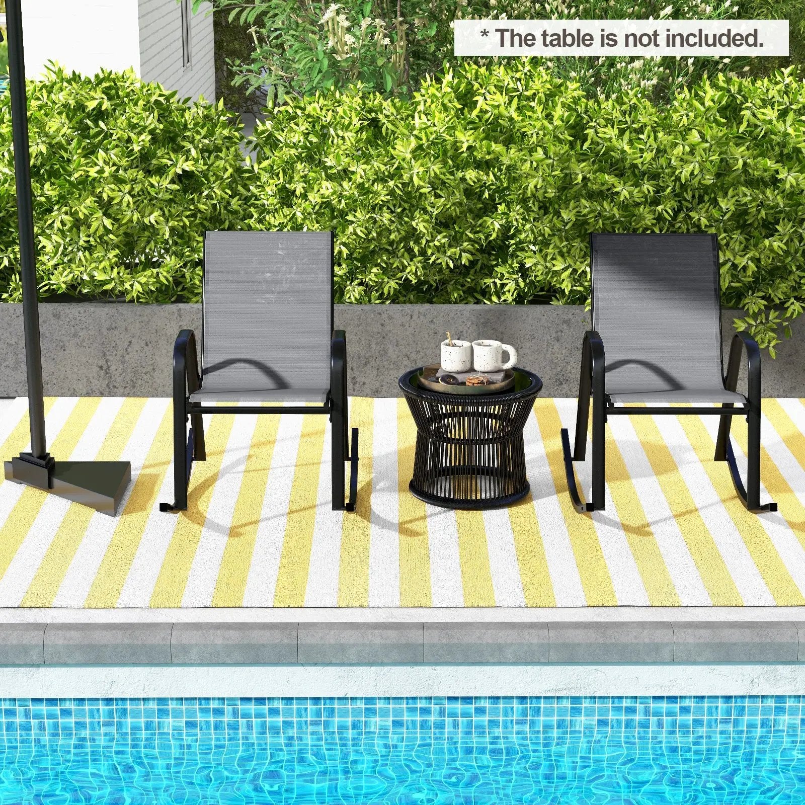 Set of 2 Metal Patio Rocking Chair with Breathable Seat Fabric by DirectDeals