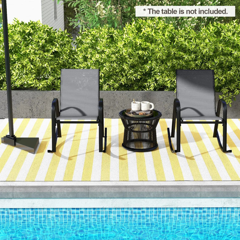 Set of 2 Metal Patio Rocking Chair with Breathable Seat Fabric by DirectDeals