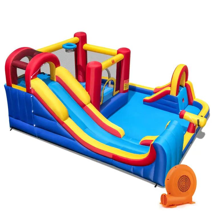 7 in 1 Outdoor Inflatable Bounce House with Water Slides and Splash Pools with 680W Blower by DirectDeals