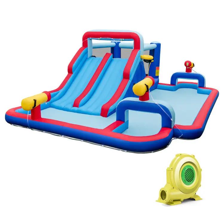 Inflatable Bounce House with 2 Water Slides and 3 Water Cannons With 735W Blower by DirectDeals