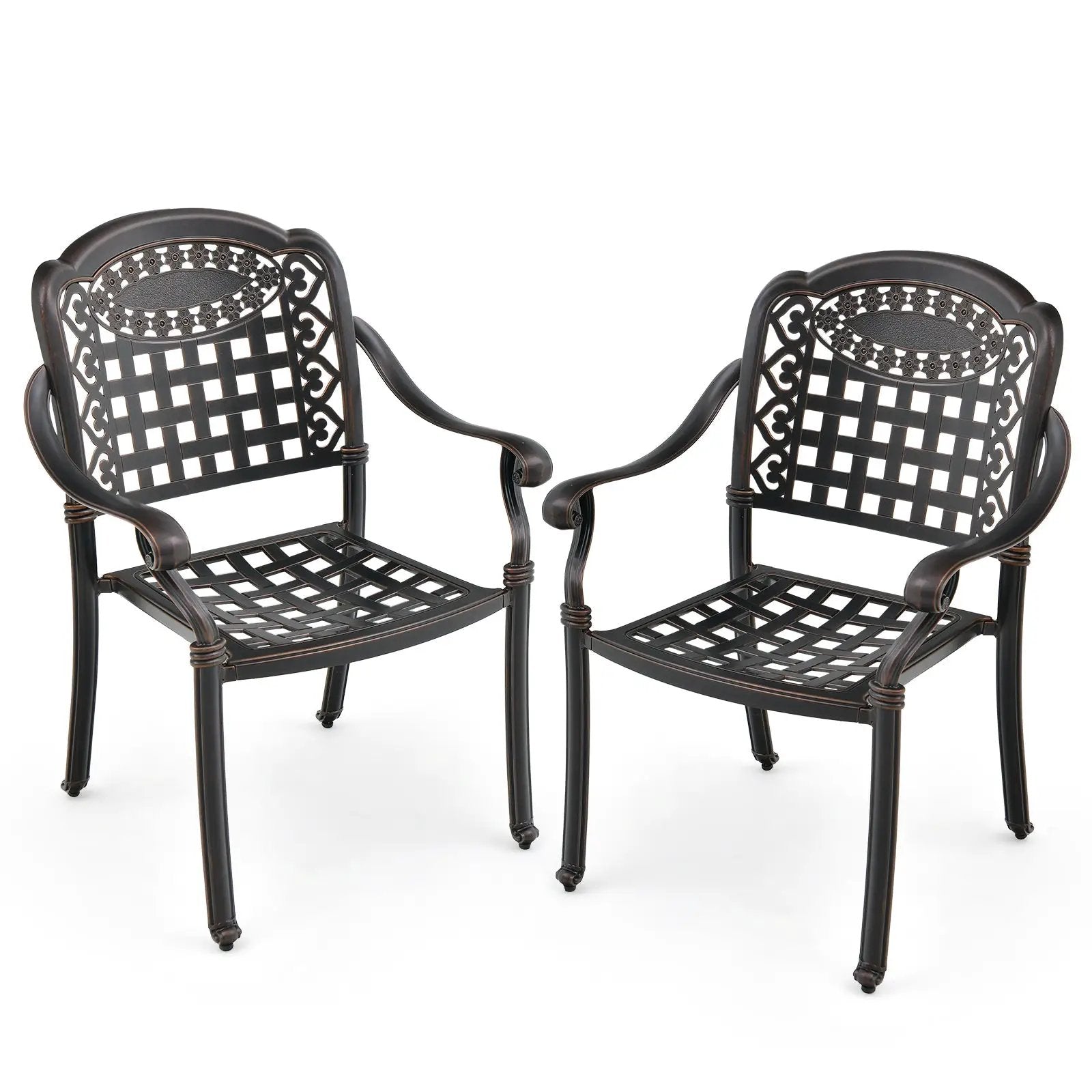 Cast Aluminum Patio Chairs Set of 2 with Armrests by DirectDeals