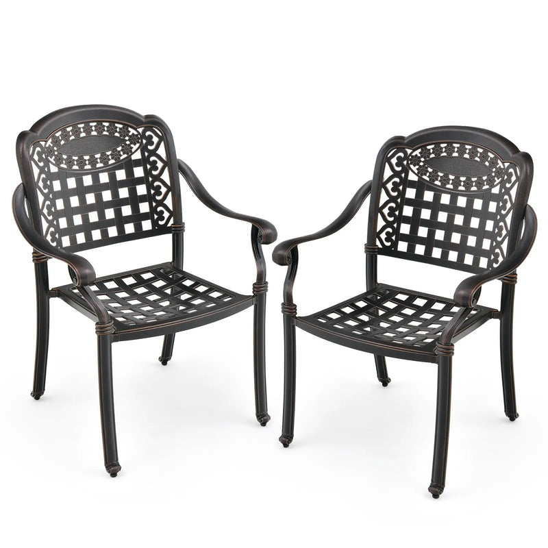 Cast Aluminum Patio Chairs Set of 2 with Armrests by DirectDeals