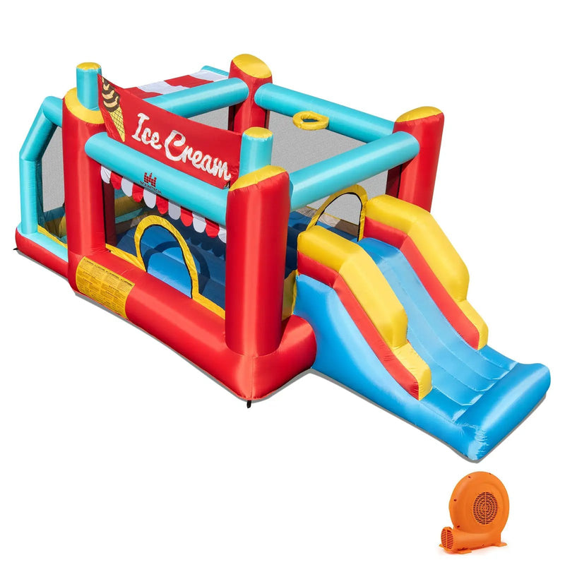 5-in-1 Ice Cream Inflatable Bounce House with Ball Pit and Slide with 520W Blower by DirectDeals