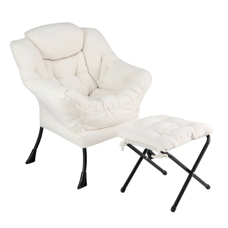 Modern Accent Chair with Folding Footrest and Head Pillow by DirectDeals