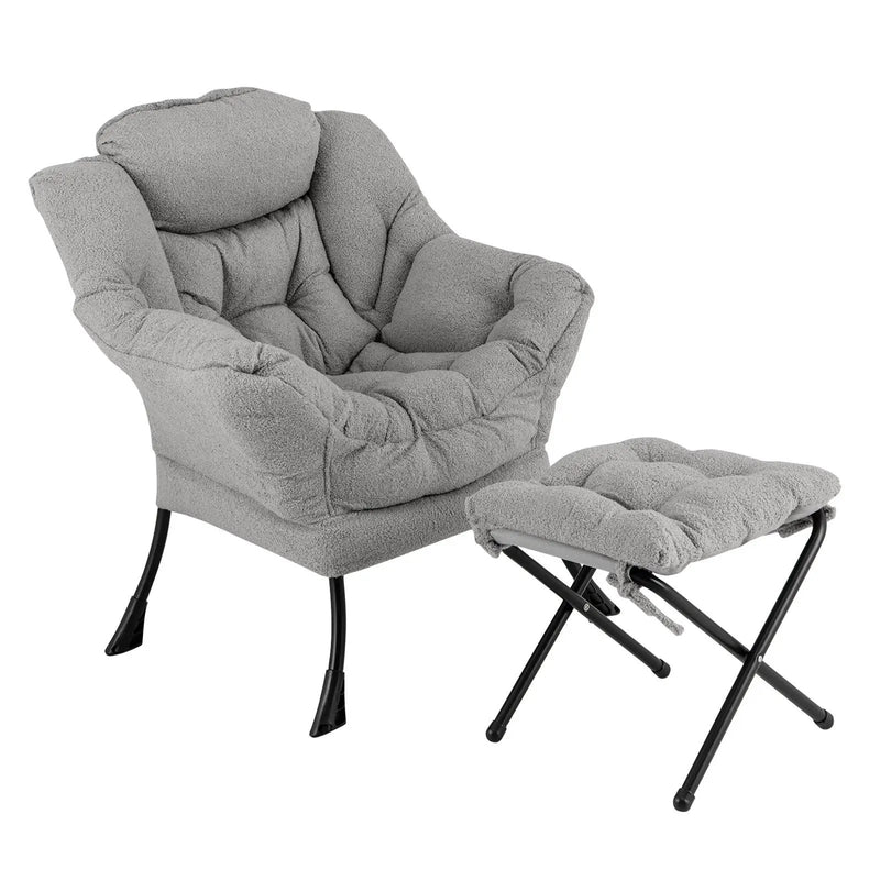 Modern Accent Chair with Folding Footrest and Head Pillow by DirectDeals