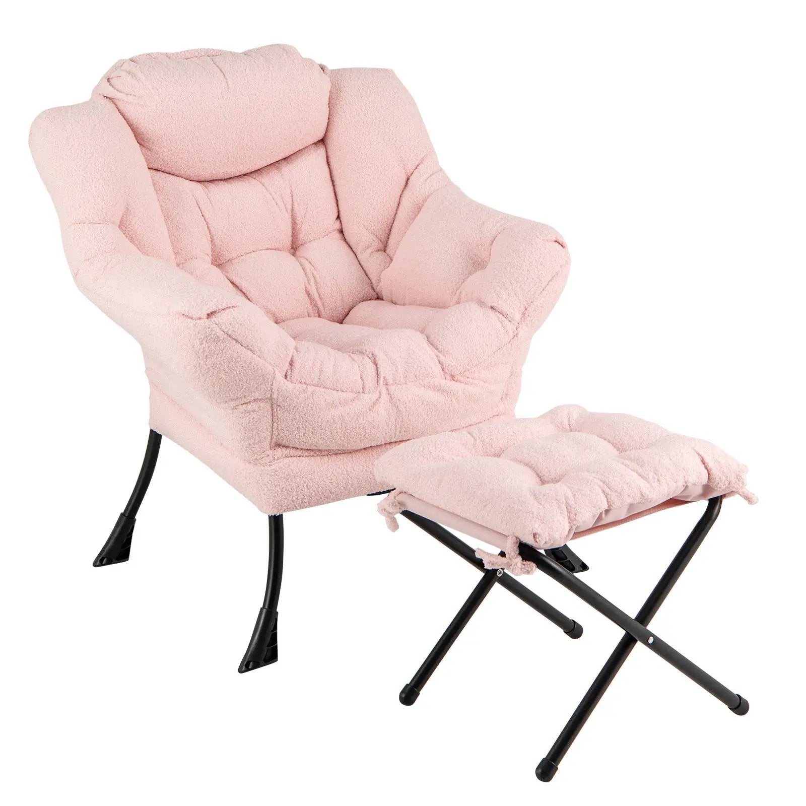 Modern Accent Chair with Folding Footrest and Head Pillow by DirectDeals