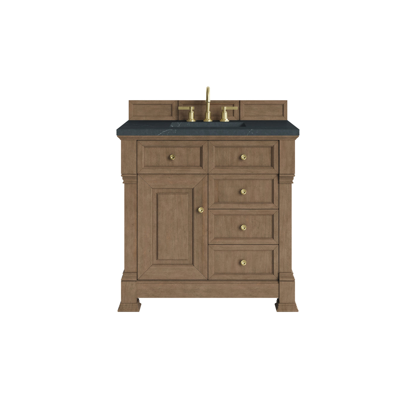 James Martin Brookfield 36" Single Bathroom Vanity, Pecan with Charcoal Soapstone countertop