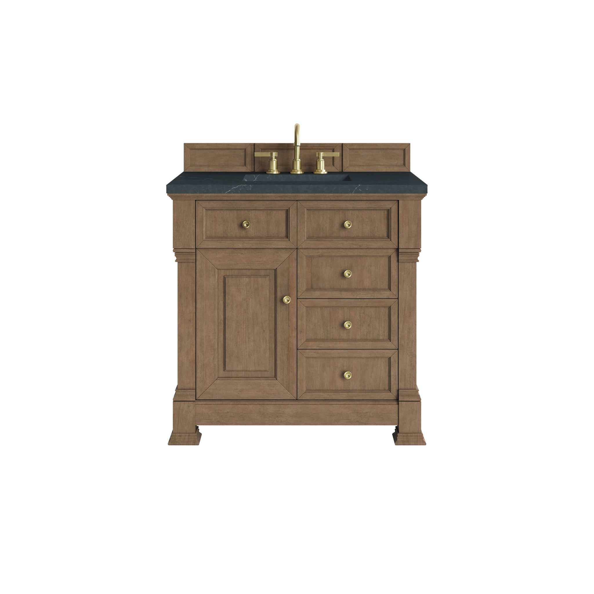 James Martin Brookfield 36" Single Bathroom Vanity, Pecan with Charcoal Soapstone countertop