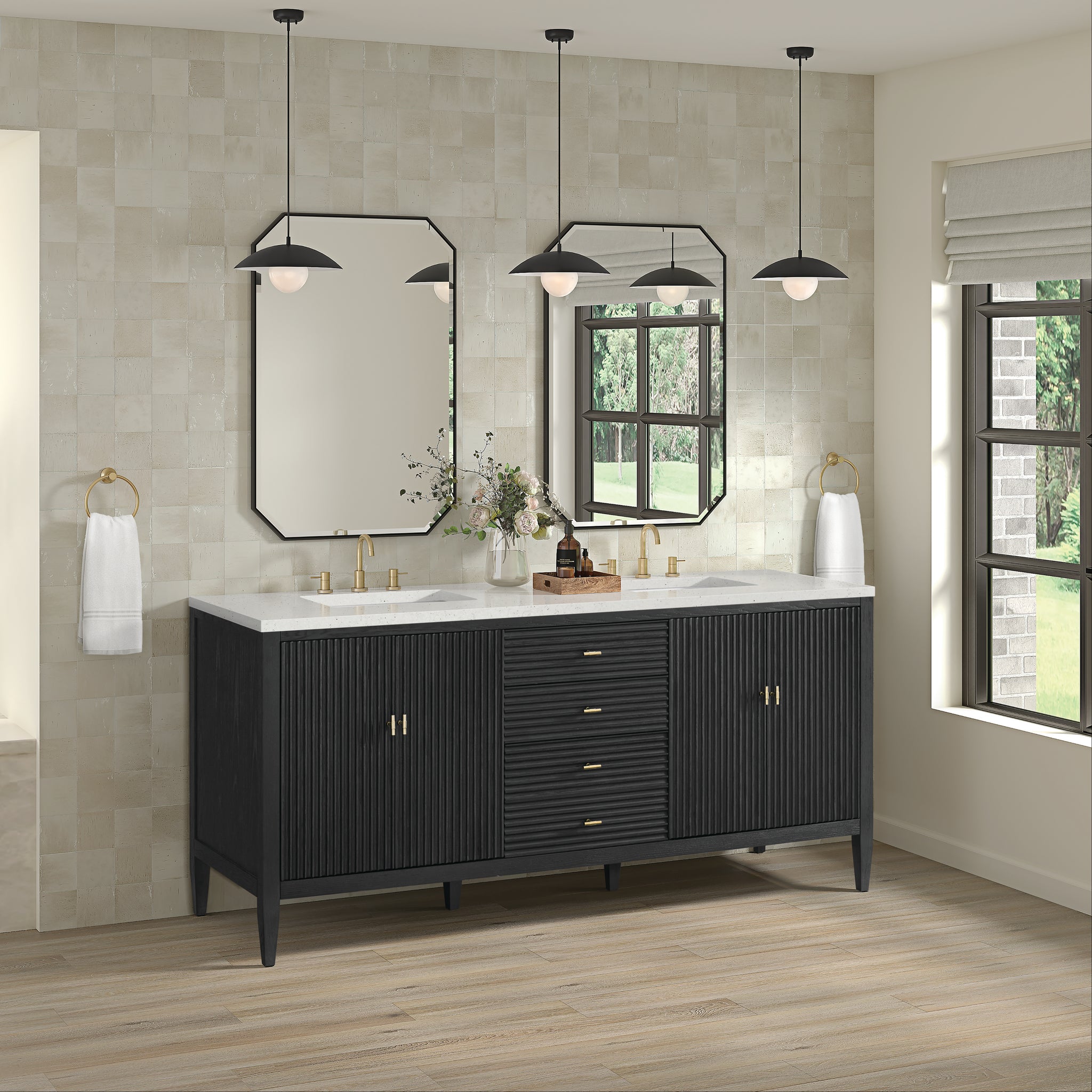 James Martin Myrrin 72" Double Bathroom Vanity, Carbon Oak, view 18