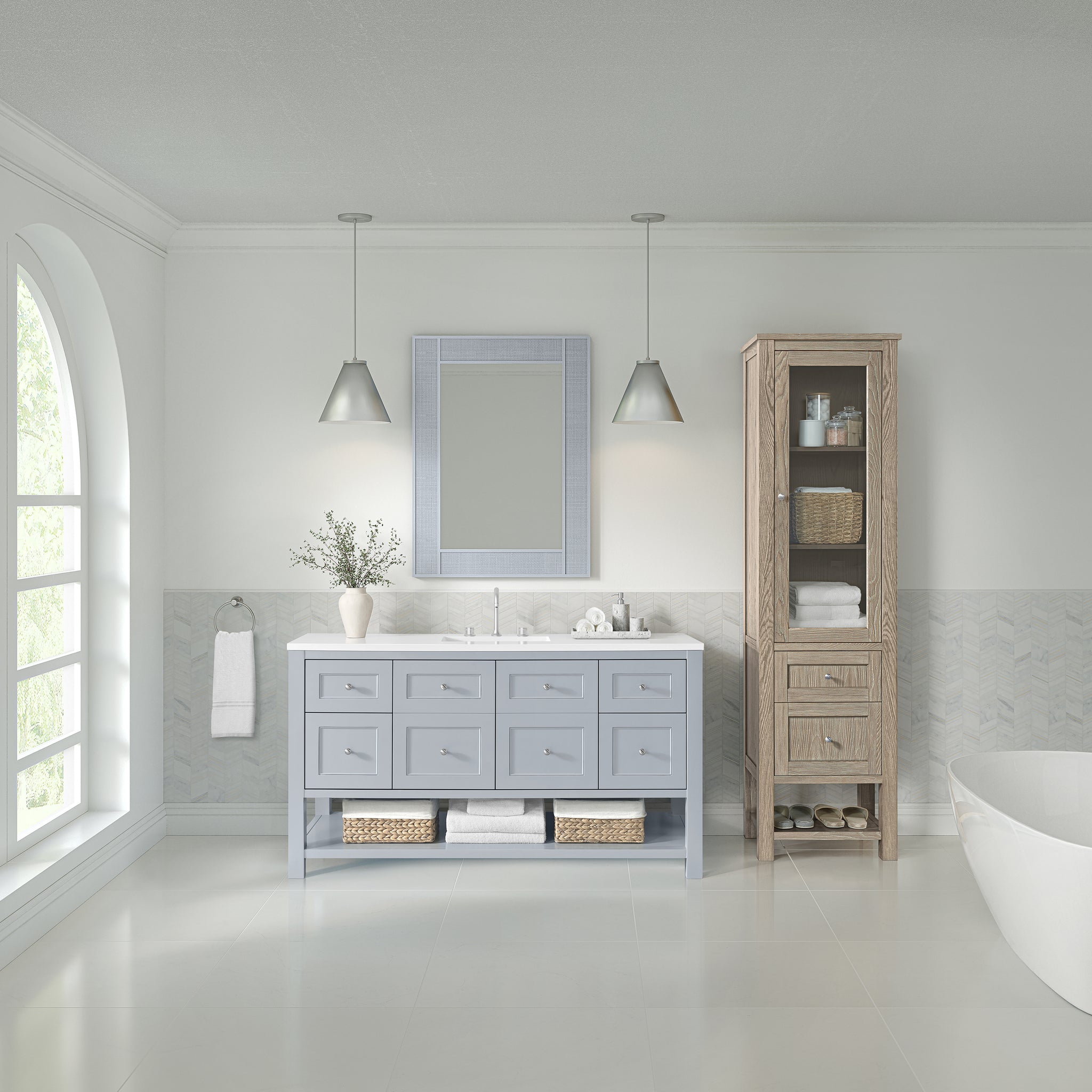 James Martin Breckenridge Linen Cabinet, Whitewashed Oak, view 4