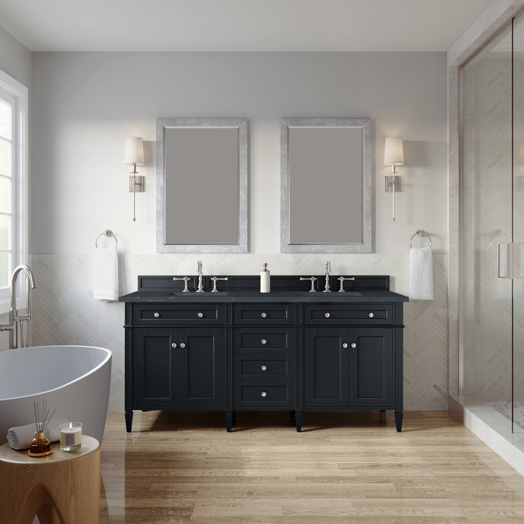 James Martin Brittany 72" Double Bathroom Vanity, Black Onyx, view 35