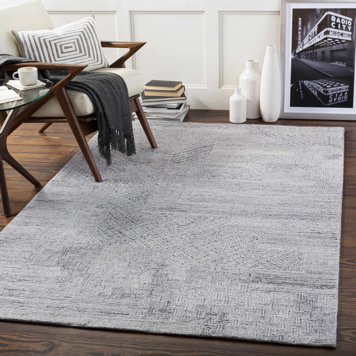 Boxholm Gray Hand Tufted Wool-Blend Rug - Clearance, installed in a room