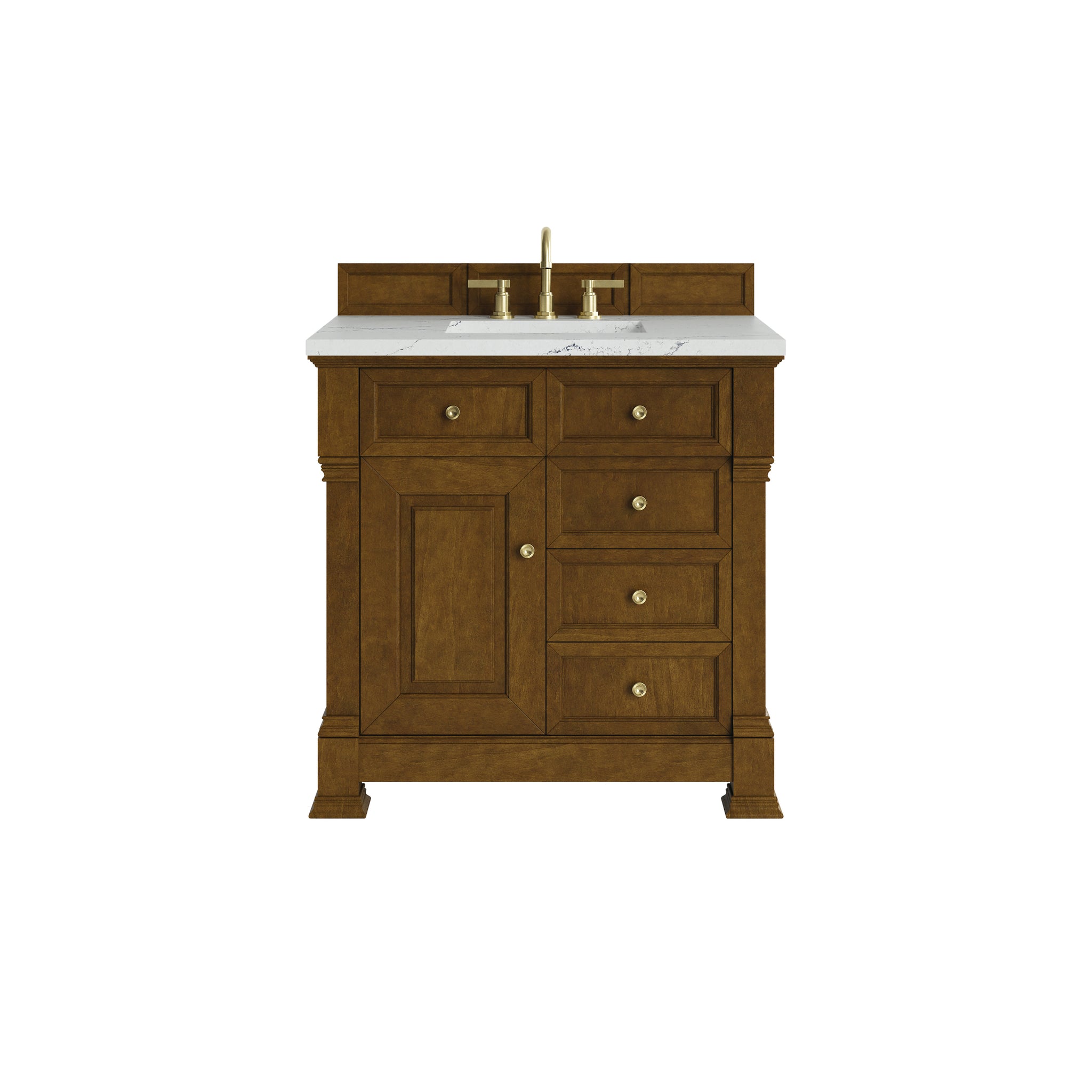 James Martin Brookfield 36" Single Bathroom Vanity, Honey Oak with Ethereal Noctis countertop