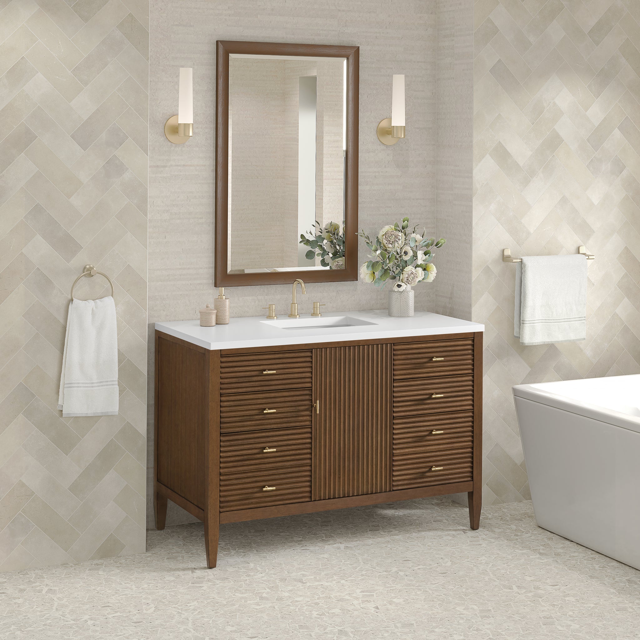 James Martin Myrrin 48" Single Bathroom Vanity, Mid-Century Walnut, view 22
