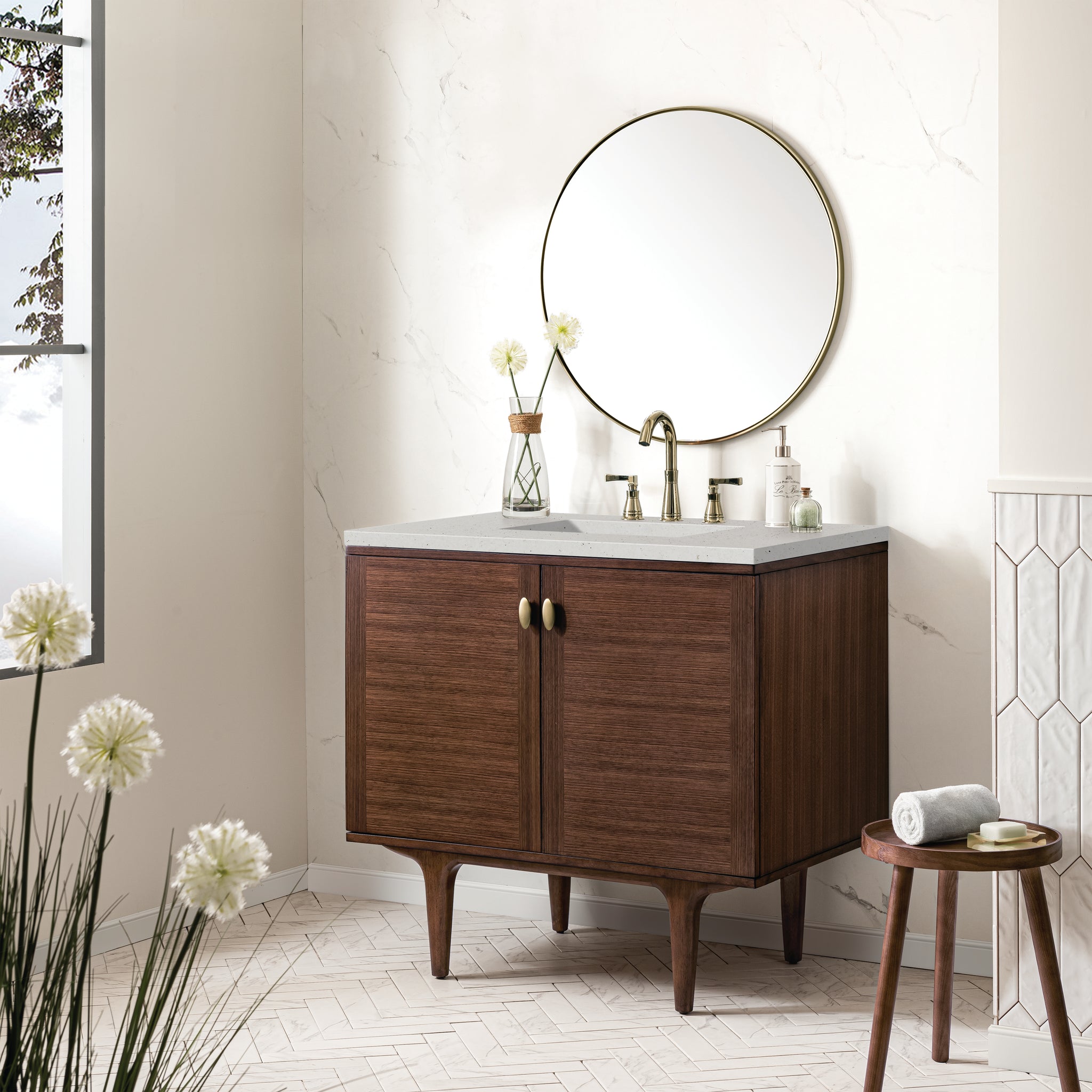 James Martin Amberly 36" Dual Mount Single Bathroom Vanity, Mid-Century Walnut, view 27