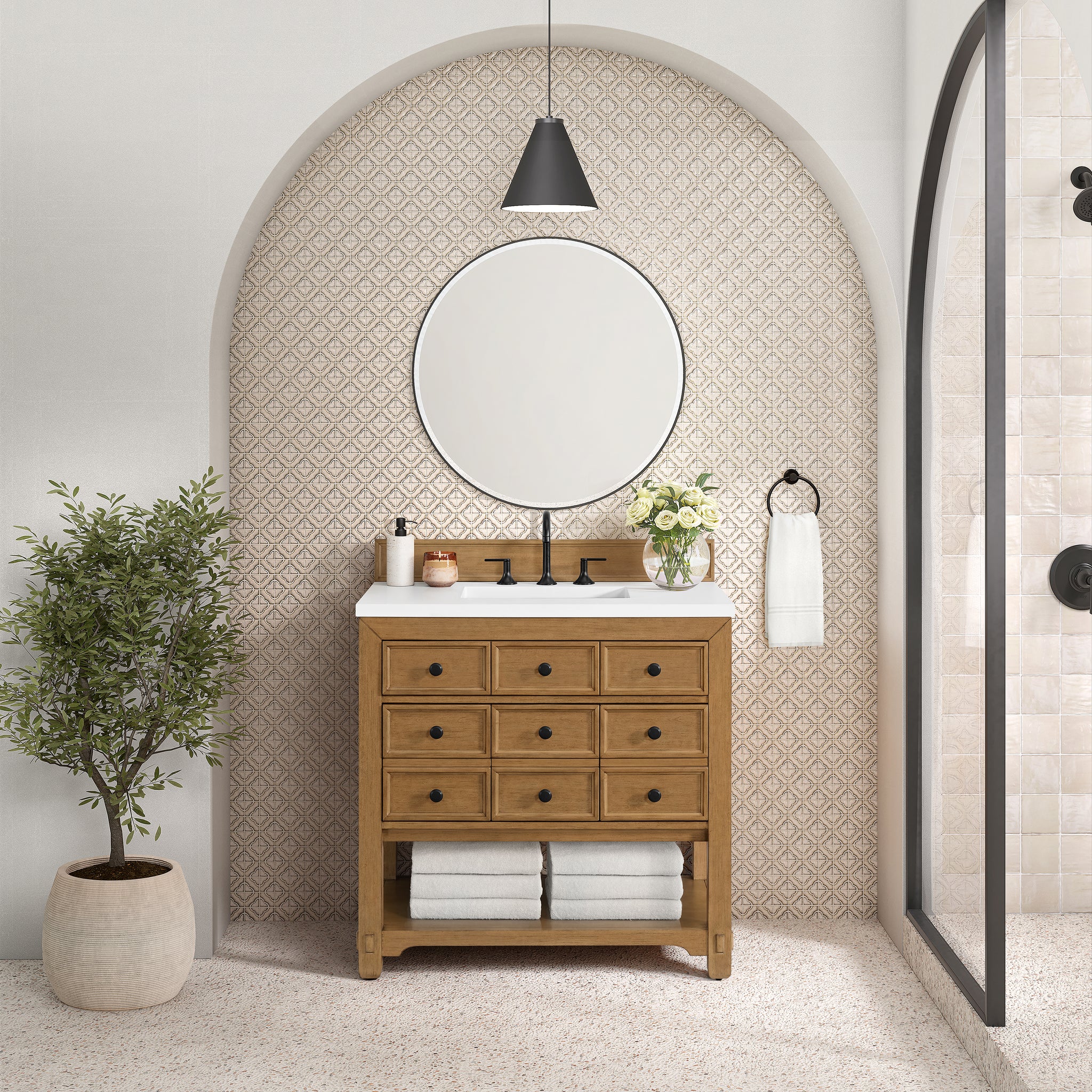 James Martin Malibu 36" Single Bathroom Vanity, Amber Birch, view 29