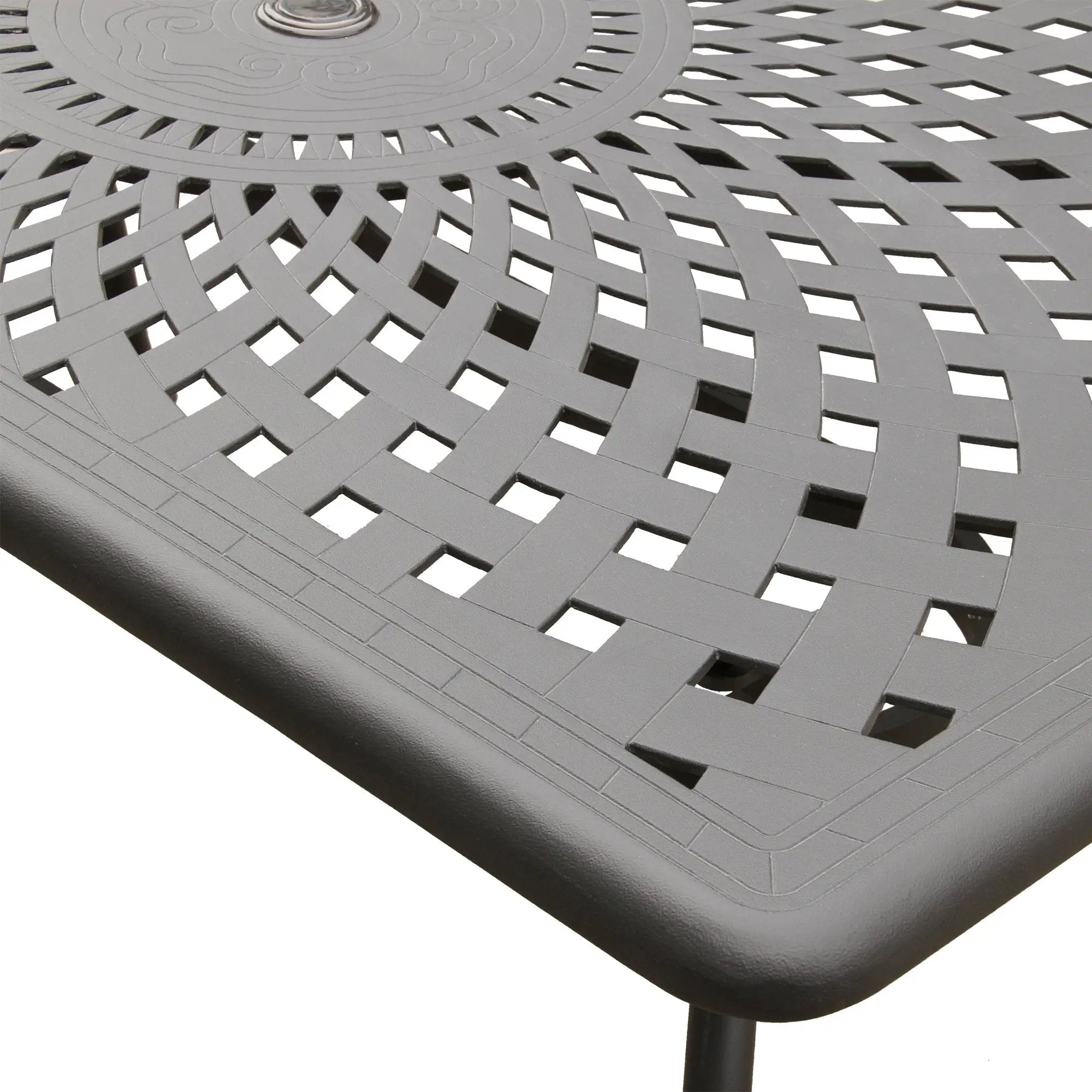 Modern Outdoor Mesh Aluminum Black 67-in Rectangle Patio Dining Table by Sharicks