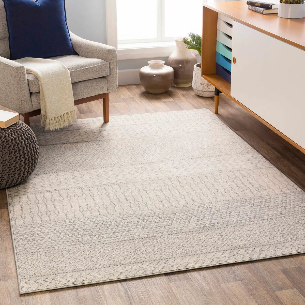 Nunda Gray Rug, installed in a room 5