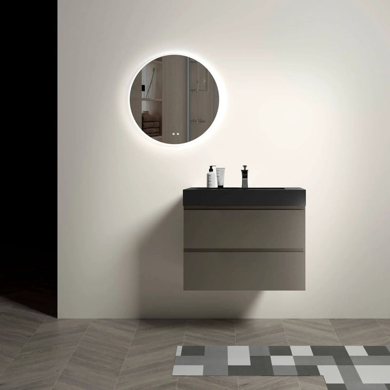 Nuvia 30-Inch Wall-Mounted Bathroom Vanity With Black Sink And Drawers (SAK76251) by SAKSBY WHOLESALE