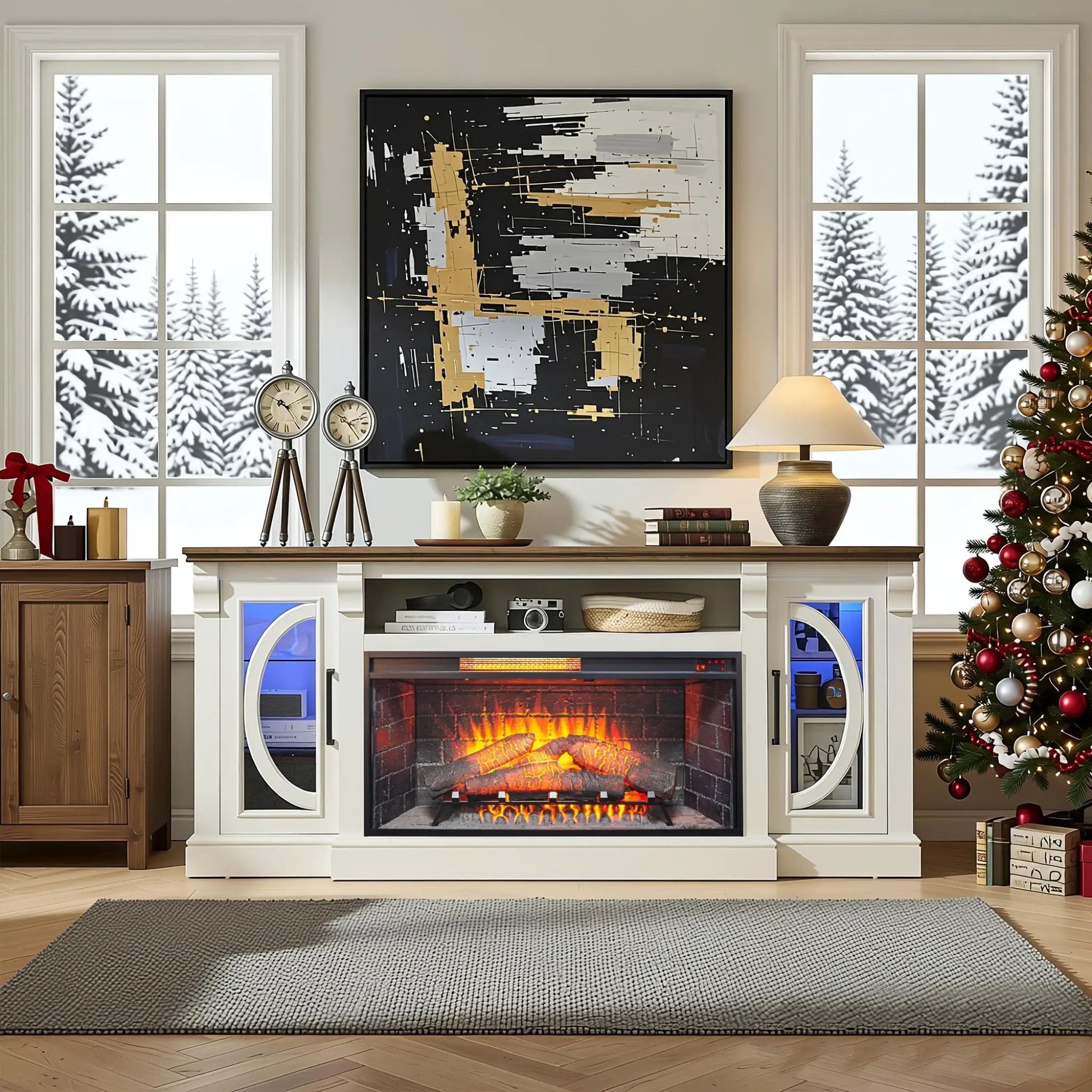 Nuvia 36-Inch Electric Antique Black Touch Panel Infrared Fireplace Insert With Removable Trim Kit (SAK84610) by SAKSBY WHOLESALE