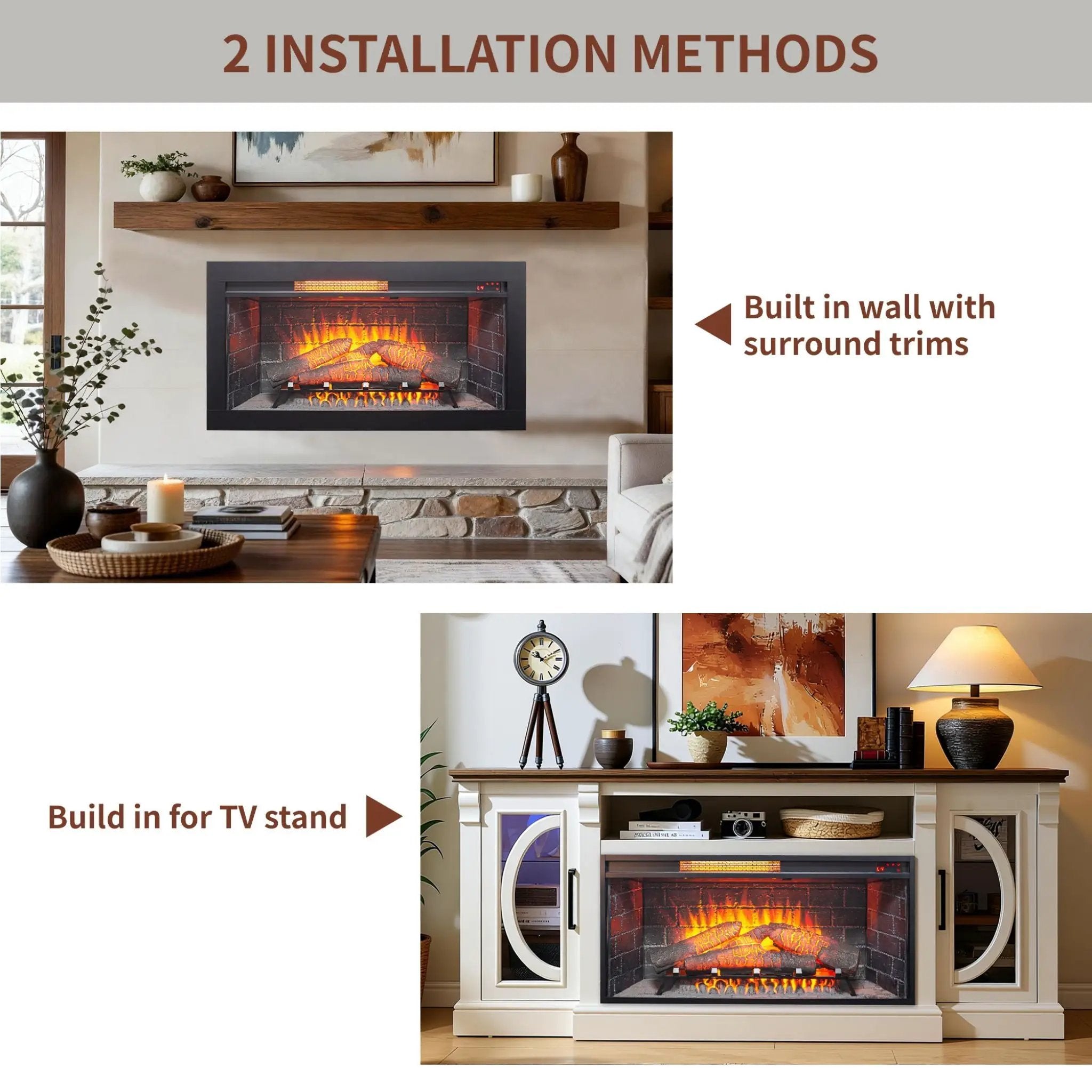 Nuvia 36-Inch Electric Antique Black Touch Panel Infrared Fireplace Insert With Removable Trim Kit (SAK84610) by SAKSBY WHOLESALE