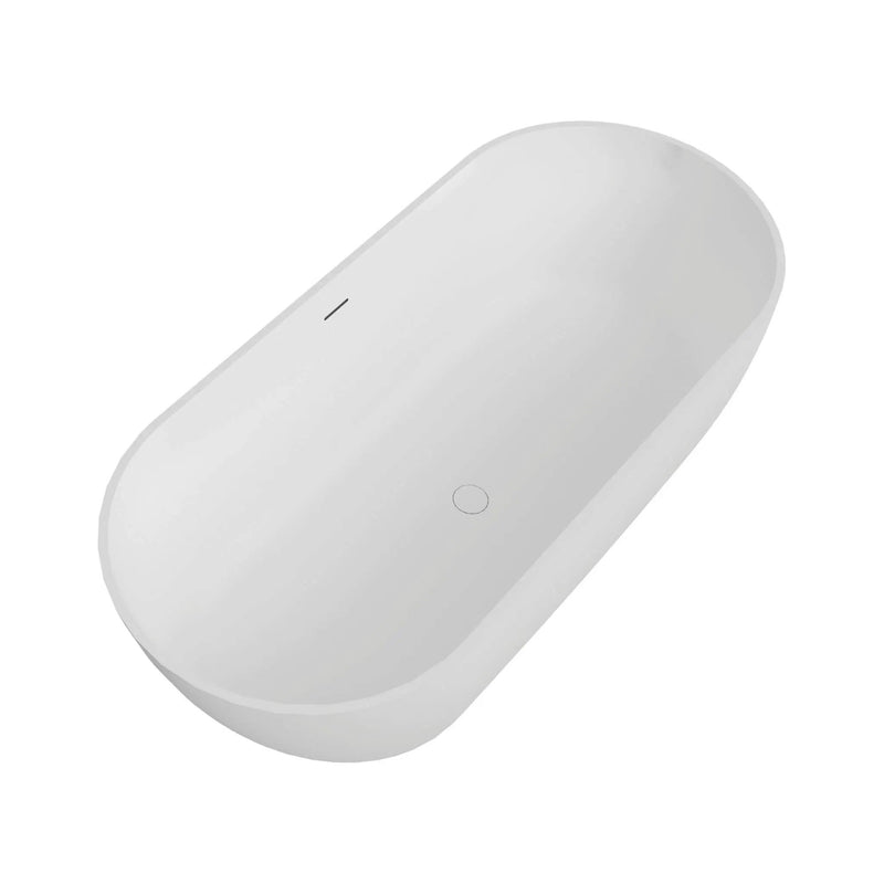Nuvia 59-Inch Luxury Solid Surface Matte White Freestanding Soaking Tub (SAK95320) by SAKSBY WHOLESALE