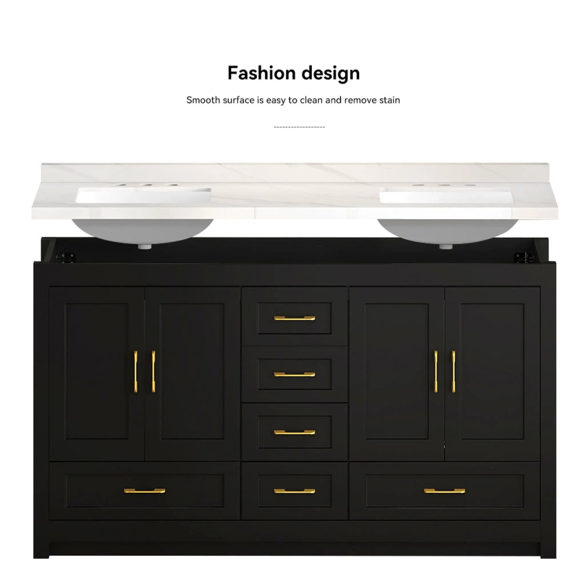 Nuvia 60-Inch Black Bathroom Vanity With Soft Close Doors And Drawers Storage (SAK86210) by SAKSBY WHOLESALE
