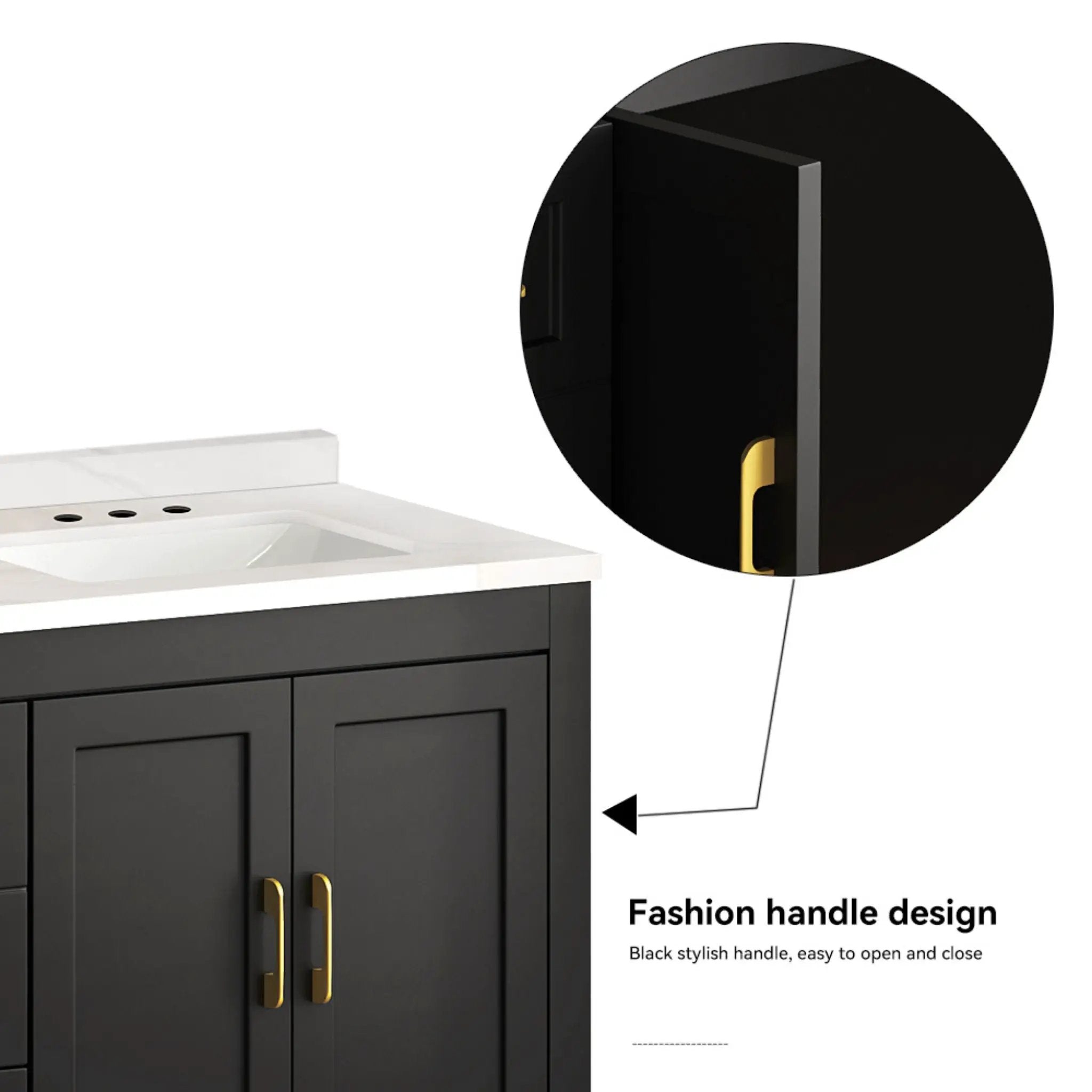 Nuvia 60-Inch Black Bathroom Vanity With Soft Close Doors And Drawers Storage (SAK86210) by SAKSBY WHOLESALE