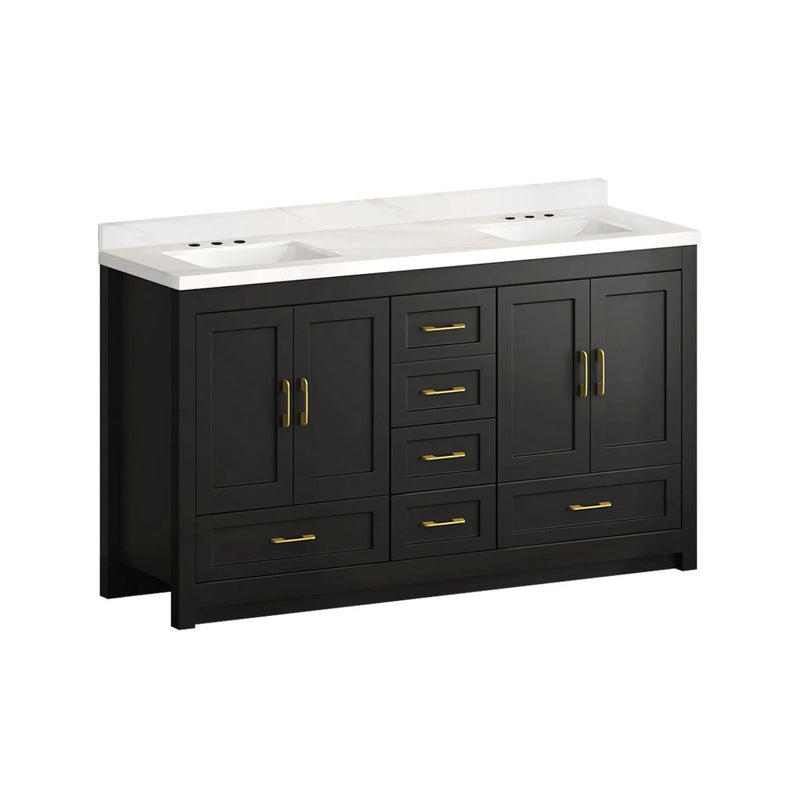 Nuvia 60-Inch Black Bathroom Vanity With Soft Close Doors And Drawers Storage (SAK86210) by SAKSBY WHOLESALE