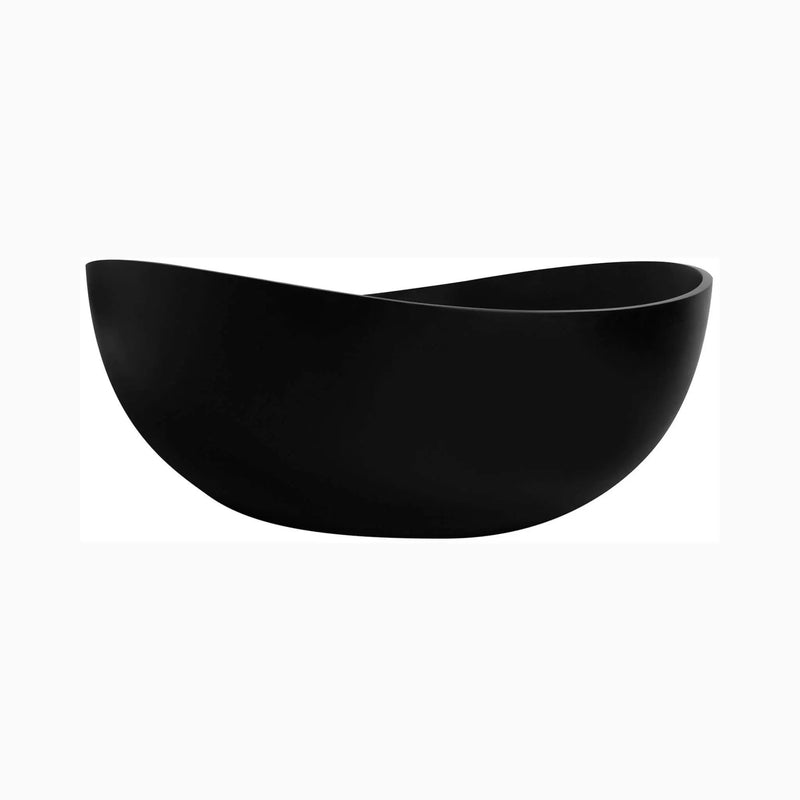Nuvia 63-Inch Modern Freestanding Single-Piece Matte Black Finish Stone Resin Bathtub (SAK69041) by SAKSBY WHOLESALE