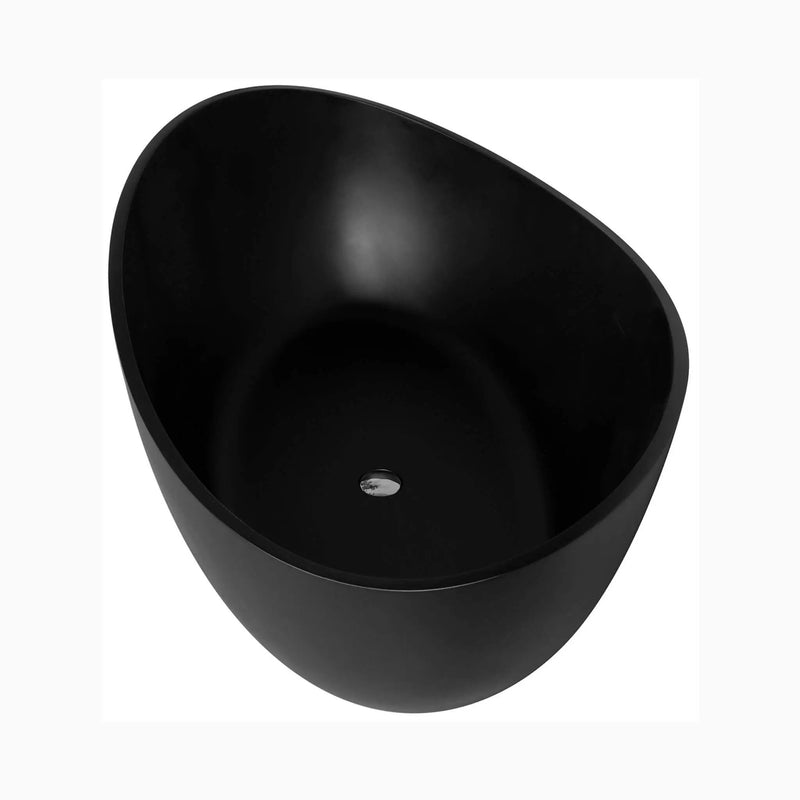 Nuvia 63-Inch Modern Freestanding Single-Piece Matte Black Finish Stone Resin Bathtub (SAK69041) by SAKSBY WHOLESALE