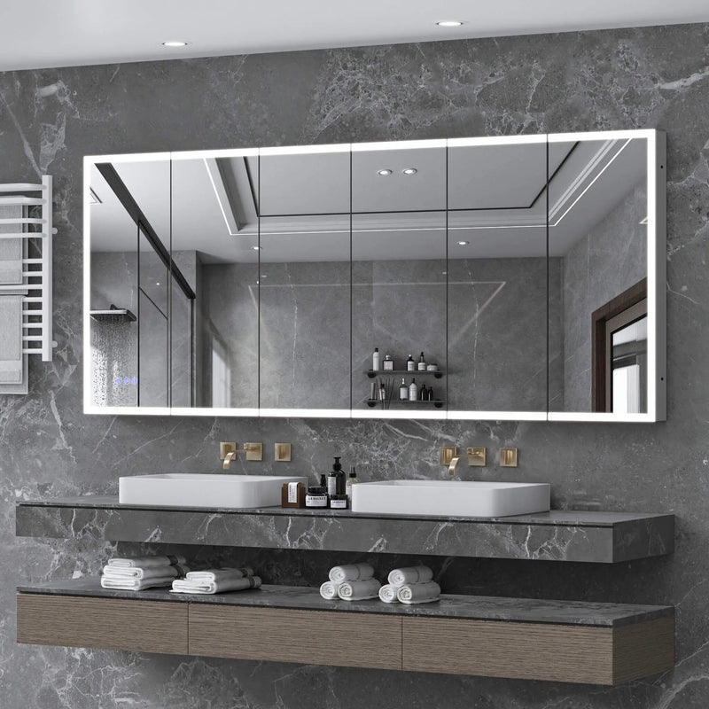 [96X40-Inch] Nuvia Wall-Mounted Medicine Cabinet Mirror With Anti-Fog And Tri-Color LED Lights (SAK82340) by SAKSBY WHOLESALE