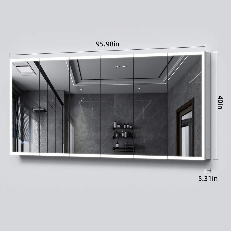 [96X40-Inch] Nuvia Wall-Mounted Medicine Cabinet Mirror With Anti-Fog And Tri-Color LED Lights (SAK82340) by SAKSBY WHOLESALE