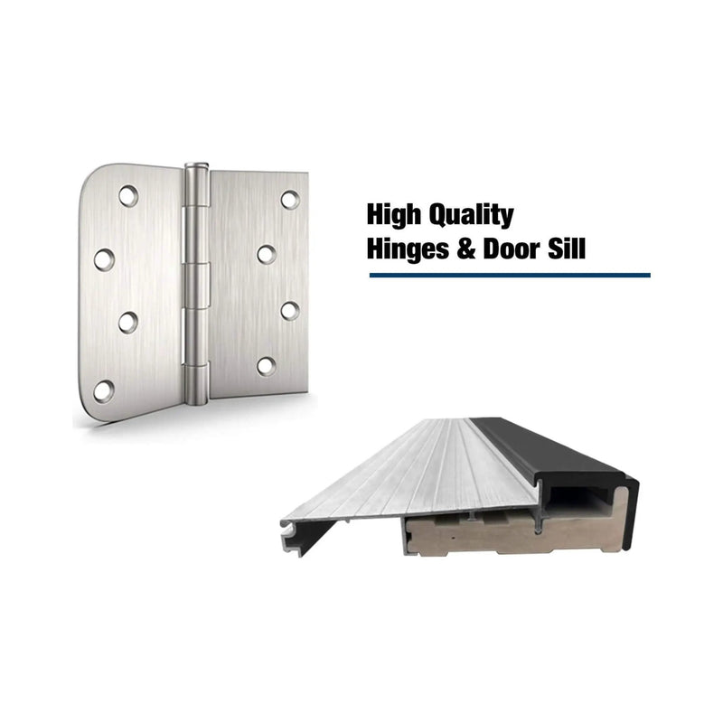 [36X80-Inch] Nuvia Black Modern Left Inswing Fiberglass Entry Door With Frosted Glass (SAK25849) by SAKSBY WHOLESALE