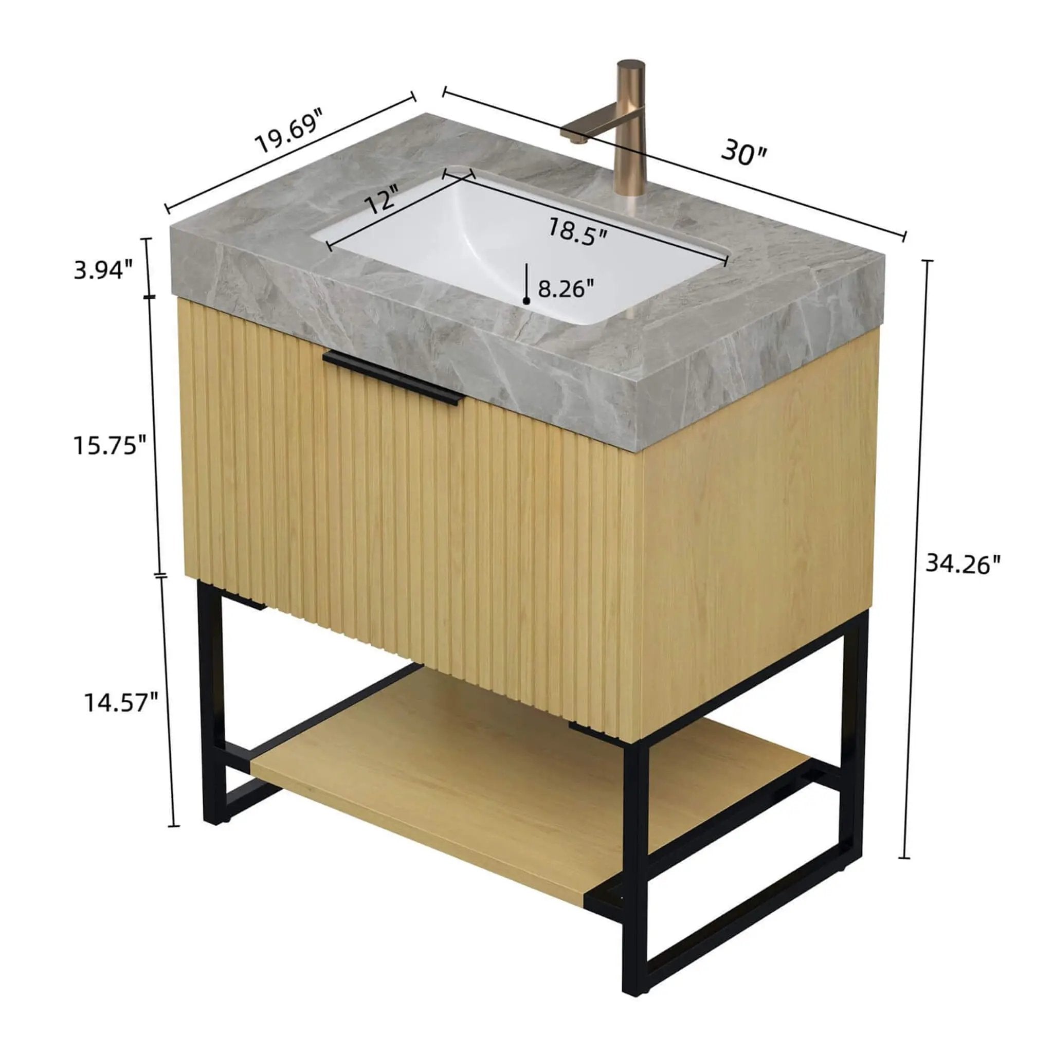 Luxury 30-Inch Corolla Oak Freestanding Bathroom Vanity With Sink And Storage (SAK79352) by SAKSBY WHOLESALE