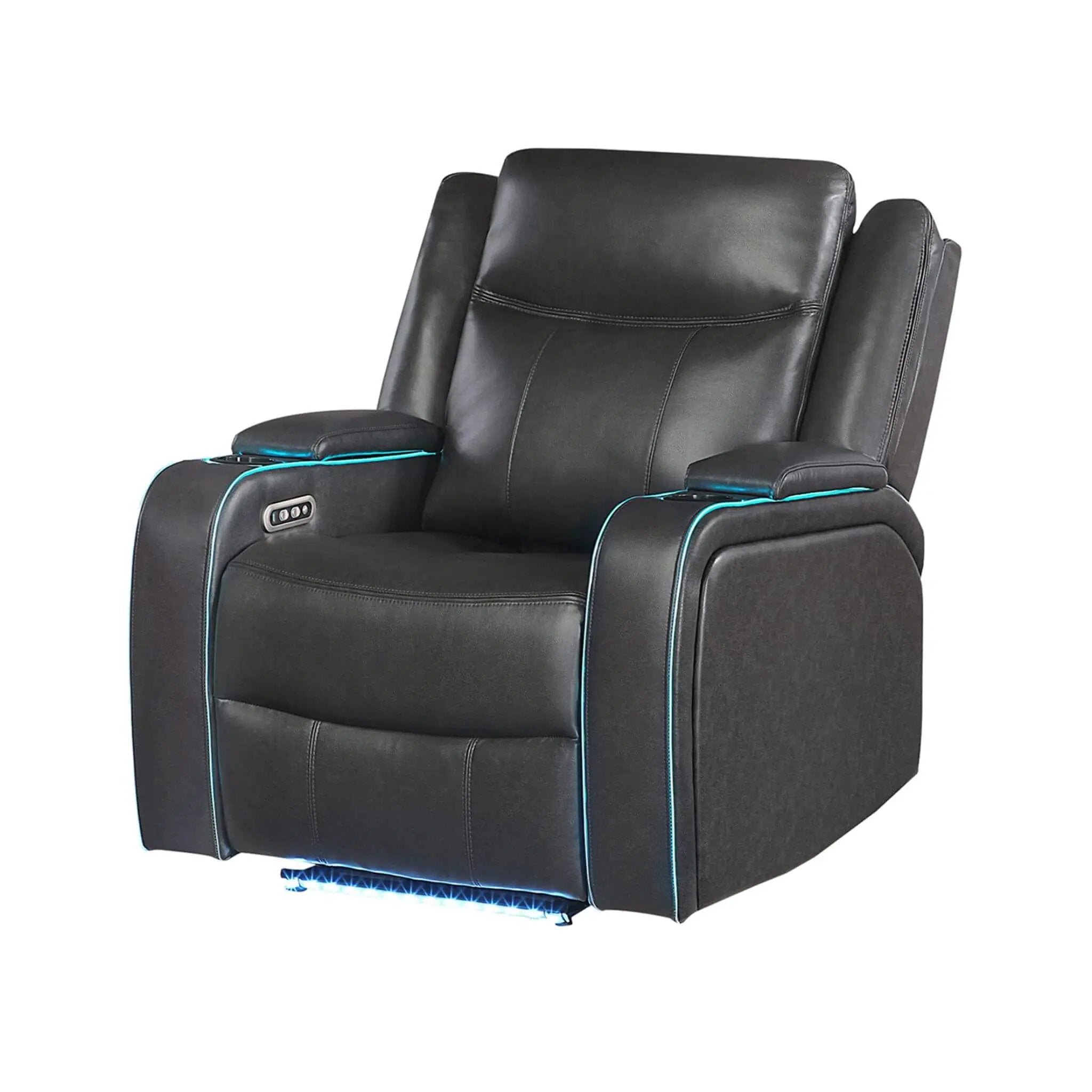 Nuvia Luxury Charcoal Upholstered Power Recliner Armchair With LED Lights (SAK16429) by SAKSBY WHOLESALE
