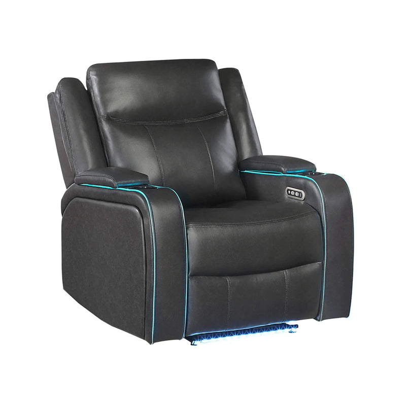 Nuvia Luxury Charcoal Upholstered Power Recliner Armchair With LED Lights (SAK16429) by SAKSBY WHOLESALE