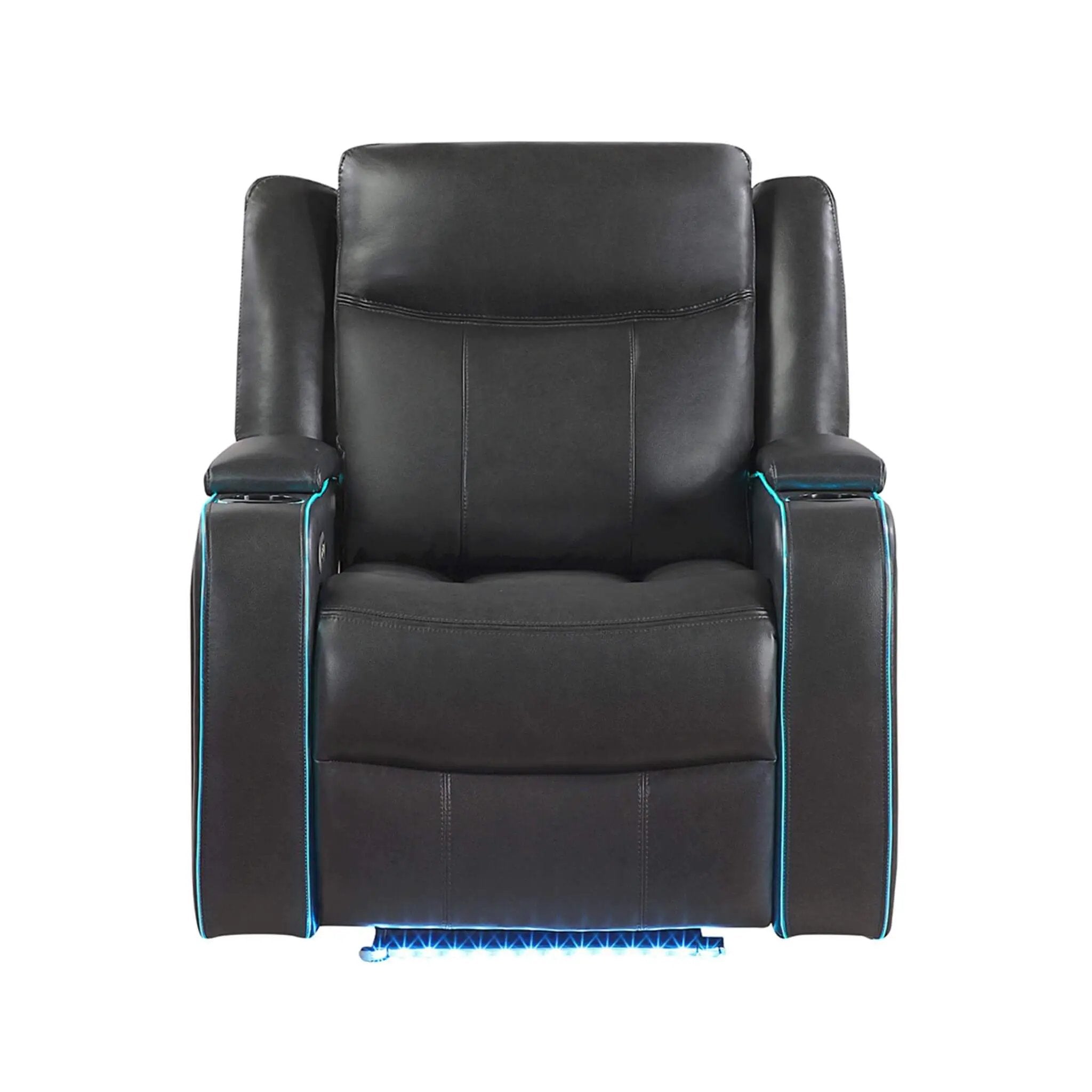 Nuvia Luxury Charcoal Upholstered Power Recliner Armchair With LED Lights (SAK16429) by SAKSBY WHOLESALE
