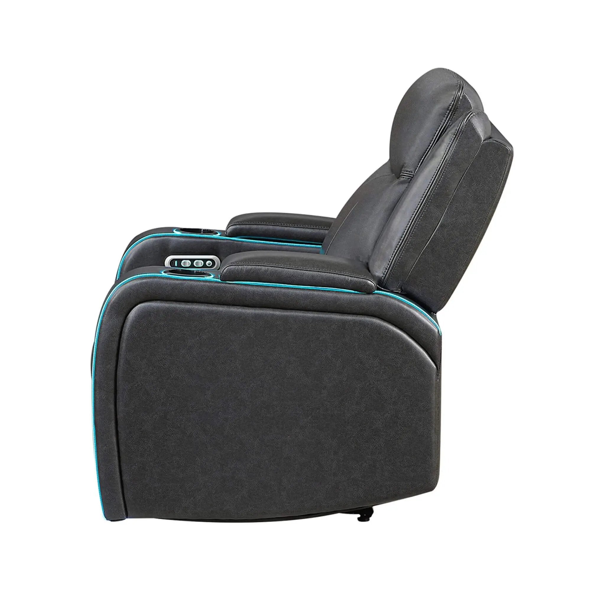 Nuvia Luxury Charcoal Upholstered Power Recliner Armchair With LED Lights (SAK16429) by SAKSBY WHOLESALE