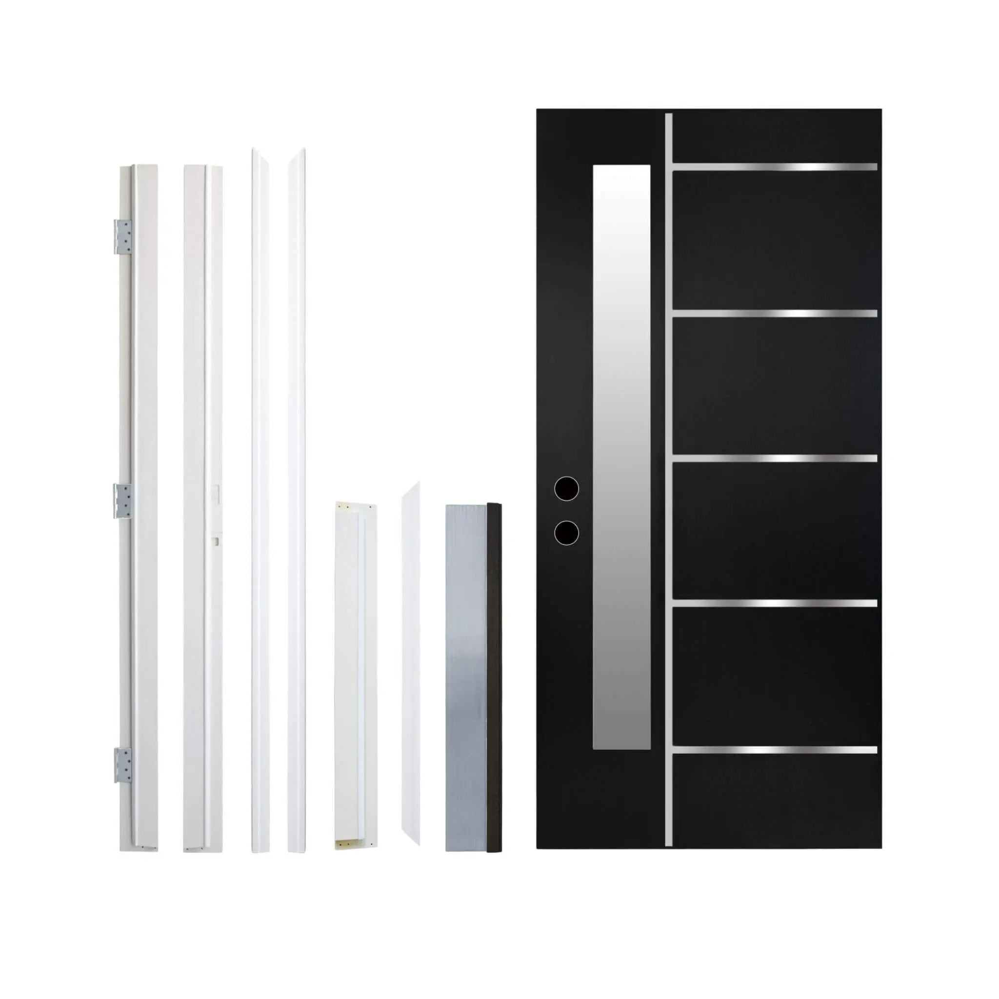 [36X80-Inch] Nuvia Modern Frosted Glass Black Fiberglass Front Door With Right Inswing (SAK10584) by SAKSBY WHOLESALE