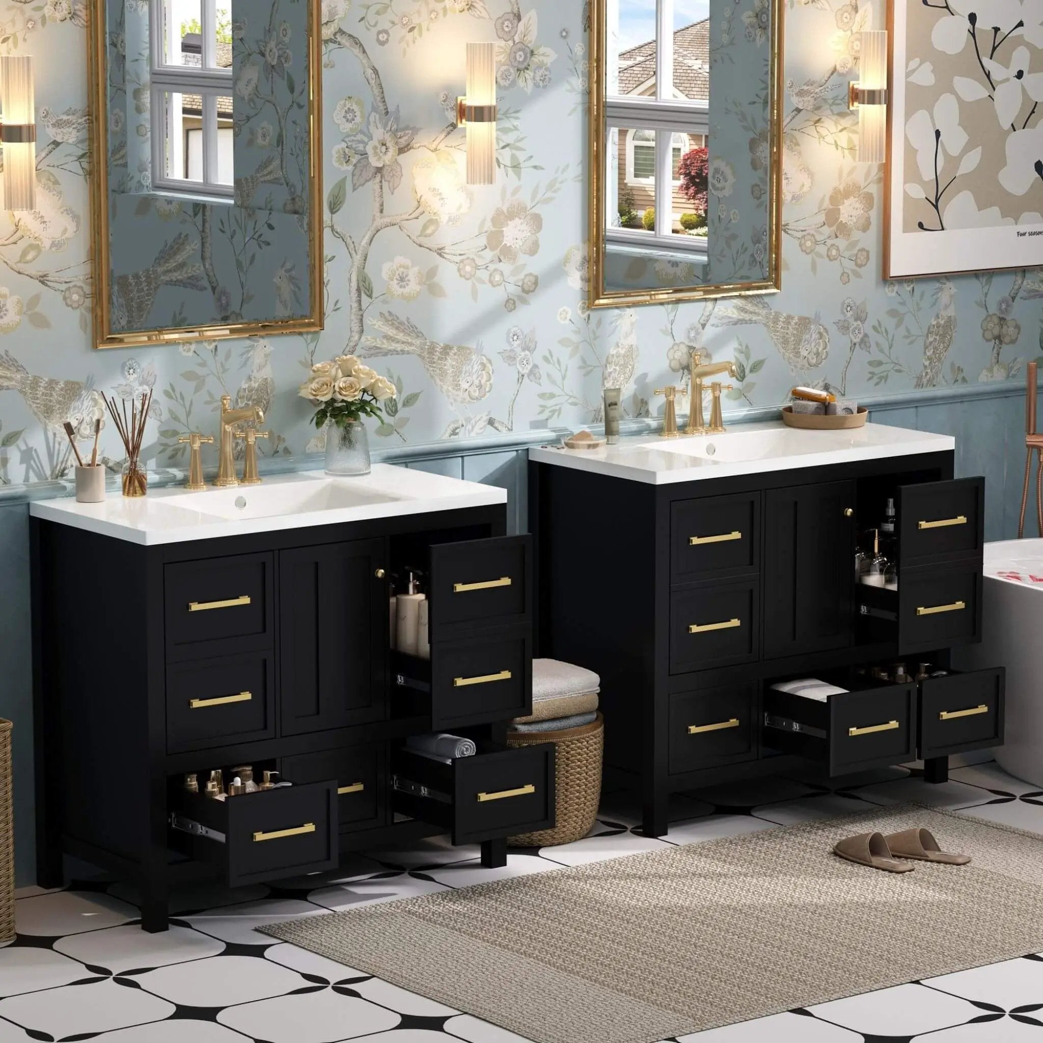 Nuvia Premium 72-Inch Bathroom Vanity Set With Resin Sink And Soft-Close Drawers [Faucet Not Included] (SAK62749) by SAKSBY WHOLESALE