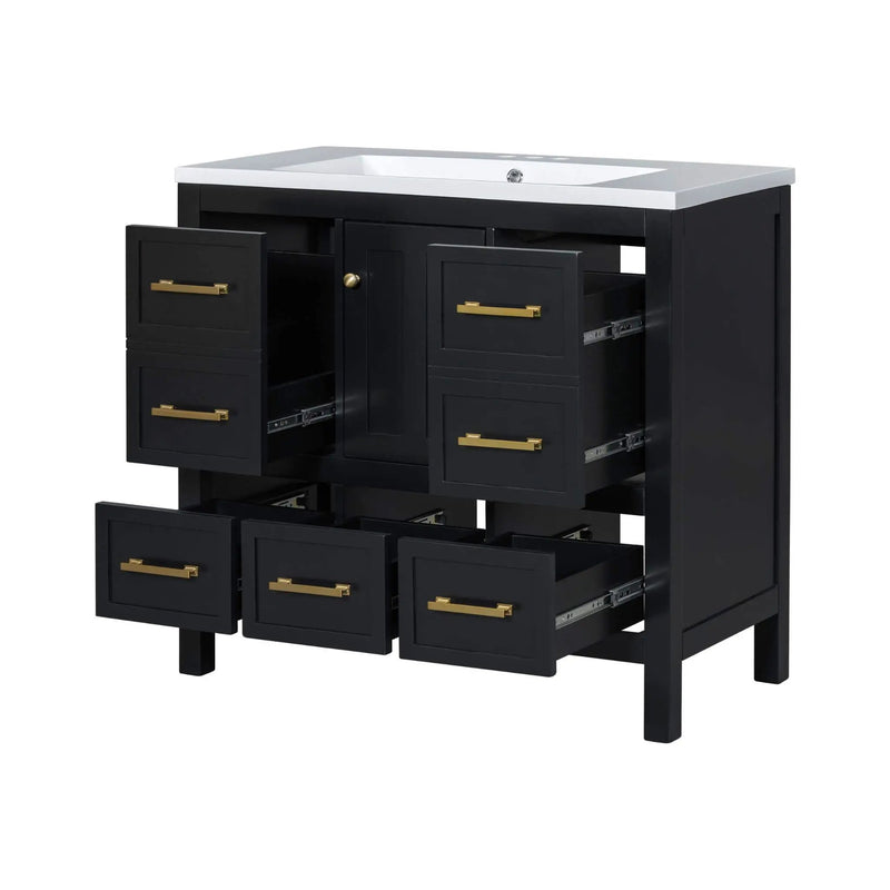 Nuvia Premium 72-Inch Bathroom Vanity Set With Resin Sink And Soft-Close Drawers [Faucet Not Included] (SAK62749) by SAKSBY WHOLESALE