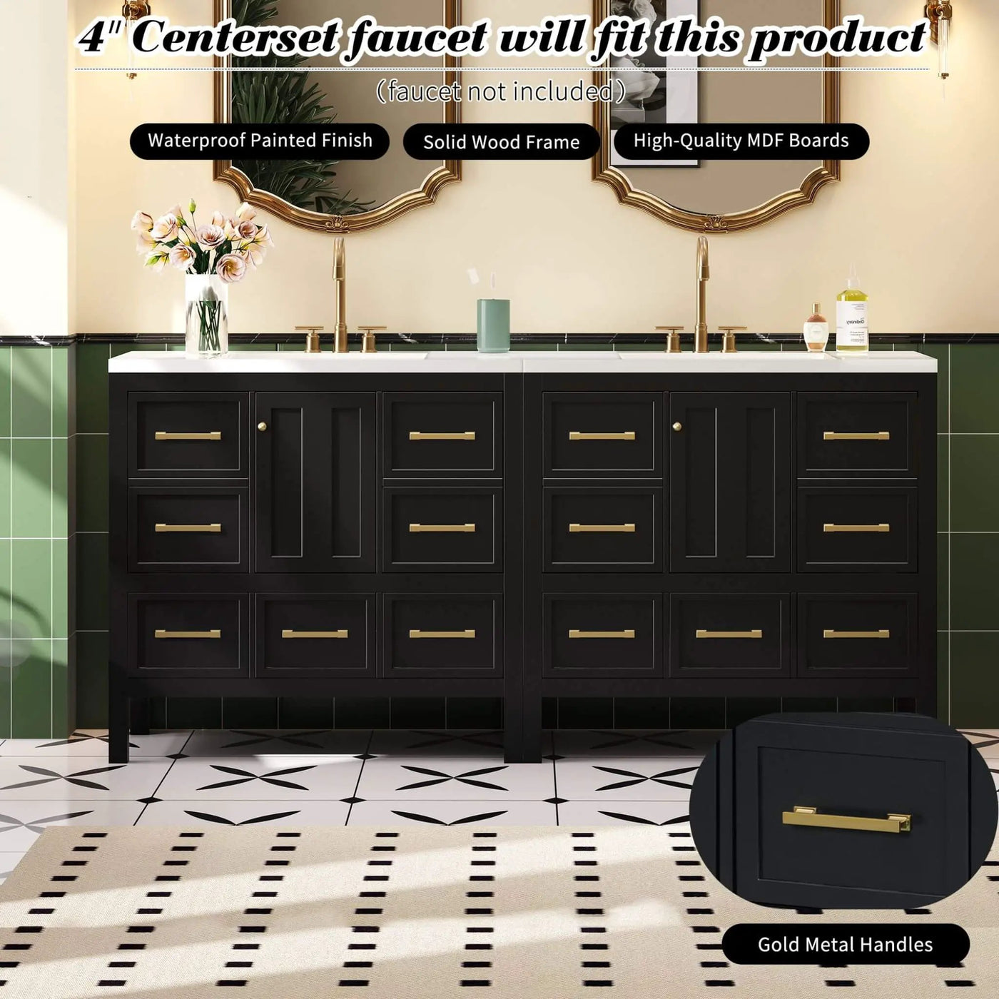 Nuvia Premium 72-Inch Bathroom Vanity Set With Resin Sink And Soft-Close Drawers [Faucet Not Included] (SAK62749) by SAKSBY WHOLESALE