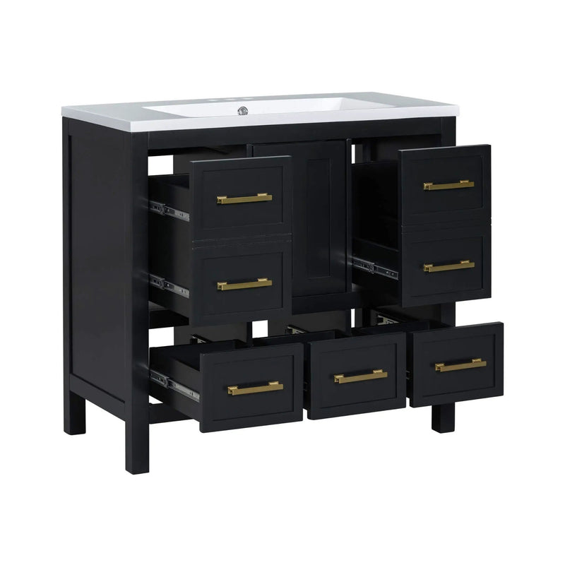 Nuvia Premium 72-Inch Bathroom Vanity Set With Resin Sink And Soft-Close Drawers [Faucet Not Included] (SAK62749) by SAKSBY WHOLESALE