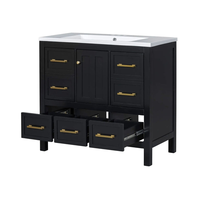 Nuvia Premium 72-Inch Bathroom Vanity Set With Resin Sink And Soft-Close Drawers [Faucet Not Included] (SAK62749) by SAKSBY WHOLESALE