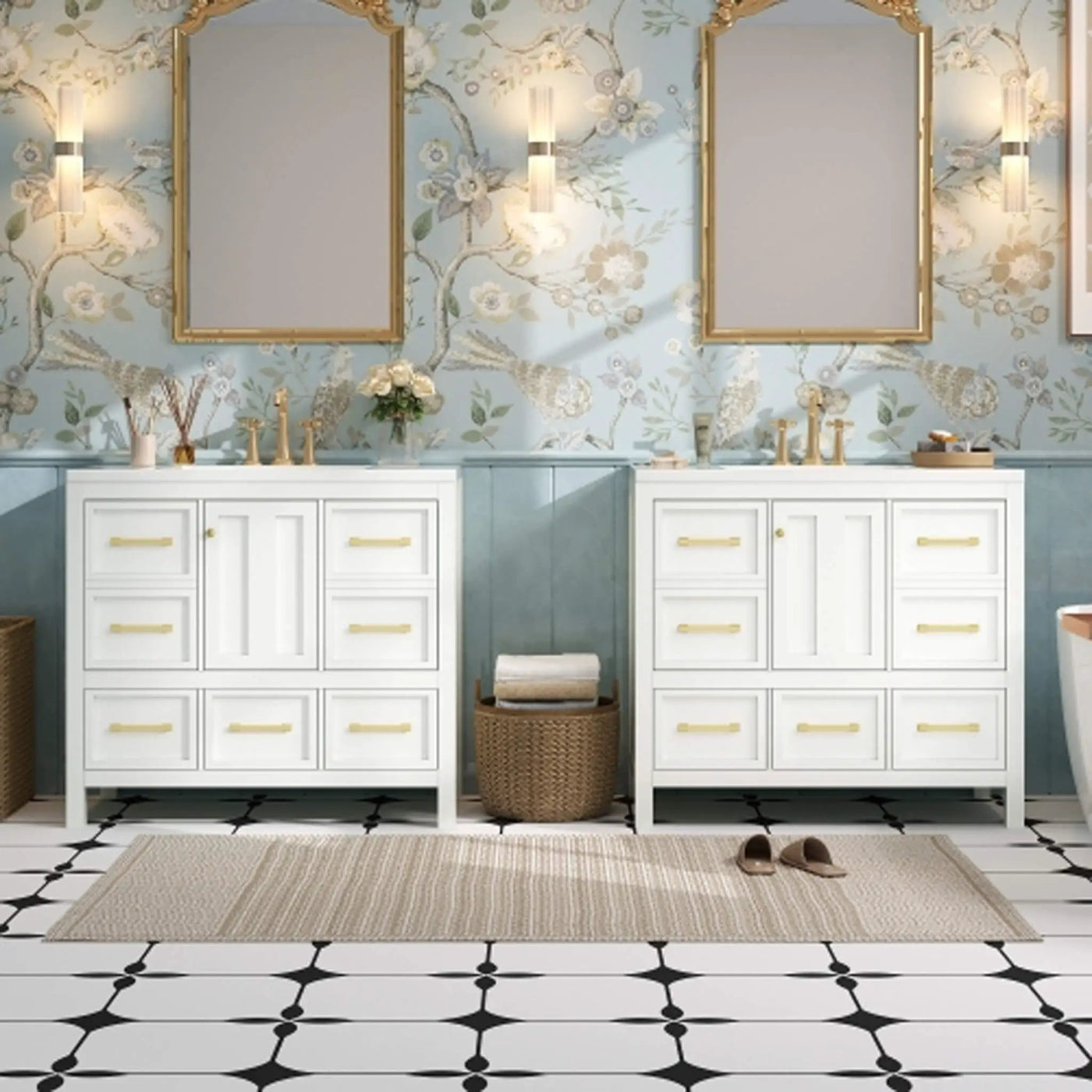 Nuvia Premium 72-Inch Bathroom Vanity Set With Resin Sink And Soft-Close Drawers [Faucet Not Included] (SAK62749) by SAKSBY WHOLESALE
