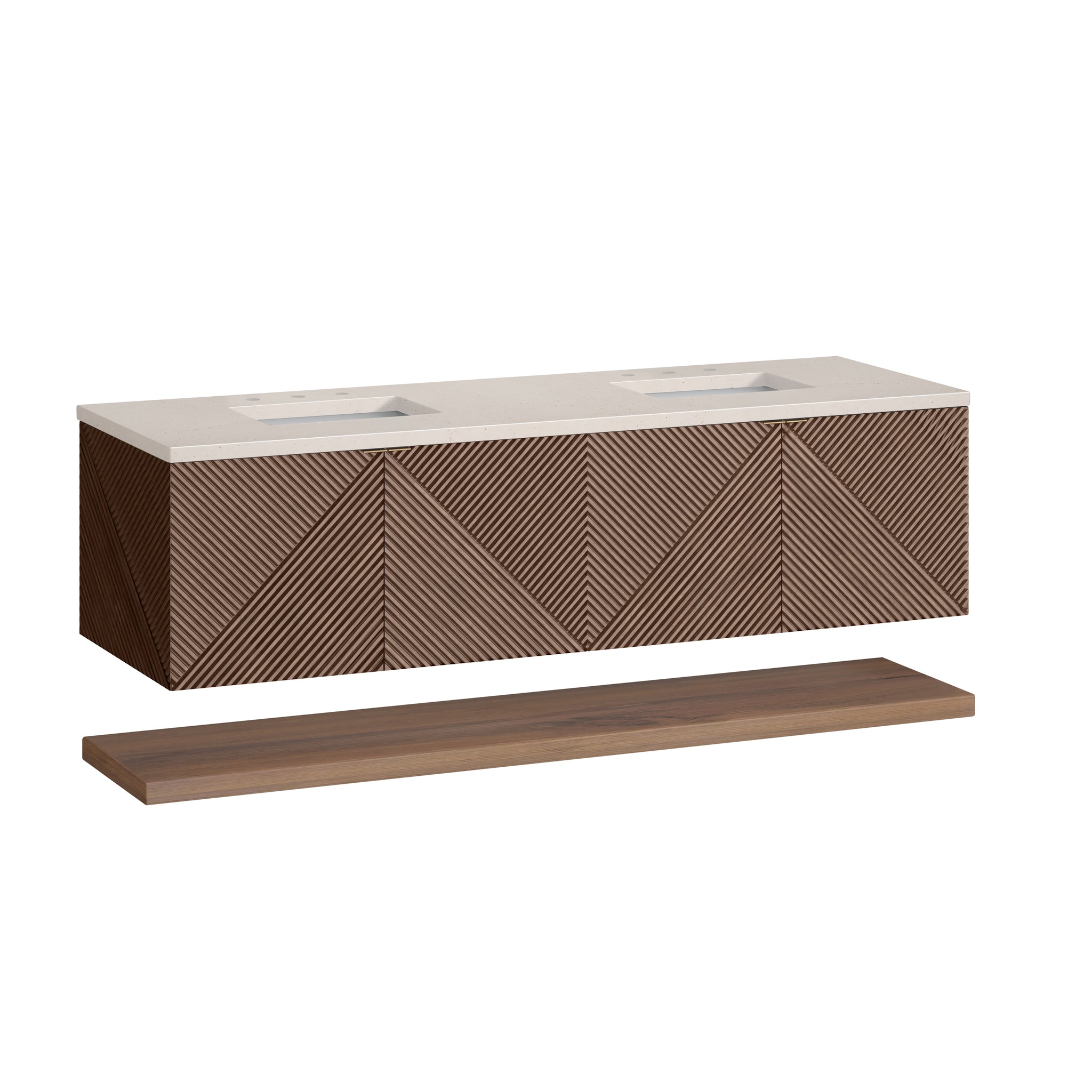 James Martin Marcello 72" Floating Double Bathroom Vanity, Chestnut, view 28