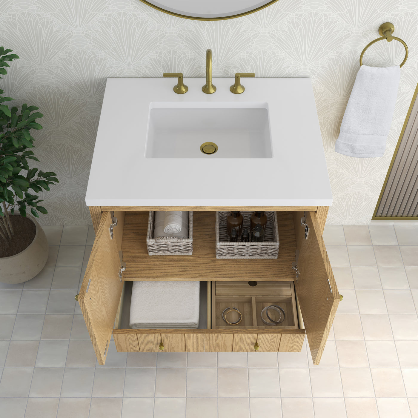 James Martin Hudson 30" Single Bathroom Vanity, Light Natural Oak, view 37